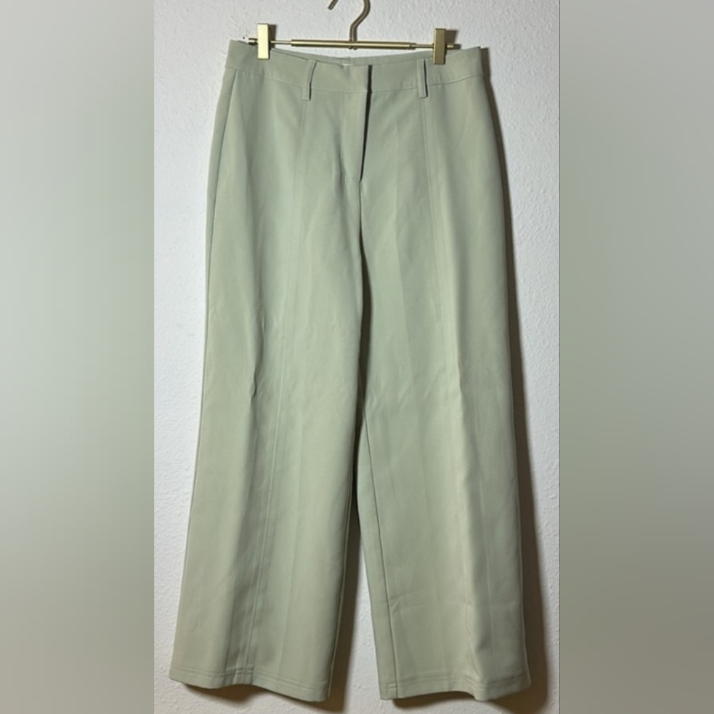 *final price* Avec Les Filles wide leg pants front seam soft spring green sz 4 - Picture 2 of 7